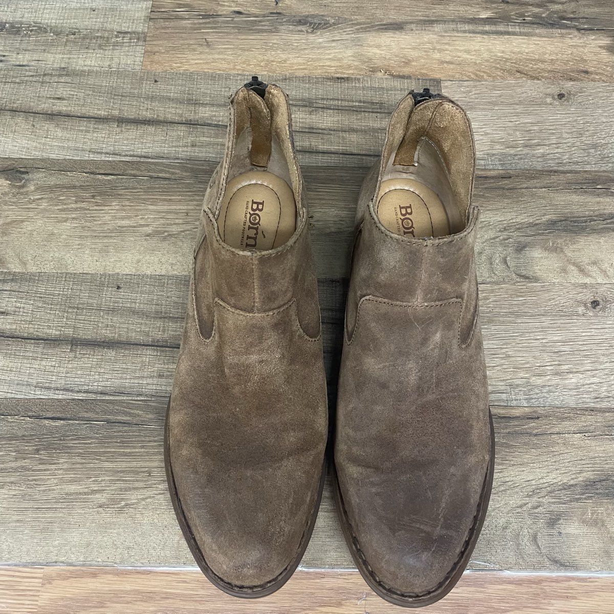 Born Kerri Brown Suede Back Zip Cutout Ankle Booties Women's Size 9M