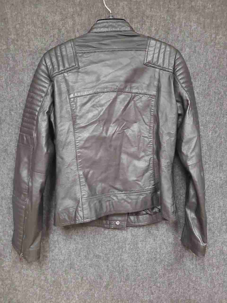 Bod & Christensen Women's Black Moto Biker Jacket Asymmetric Quilted Ribbed Sz L