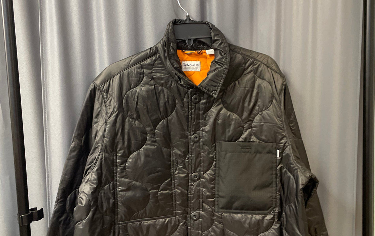 Timberland Men's Black Quilted Onion Stitch Button-Up Shirt Jacket Sz L