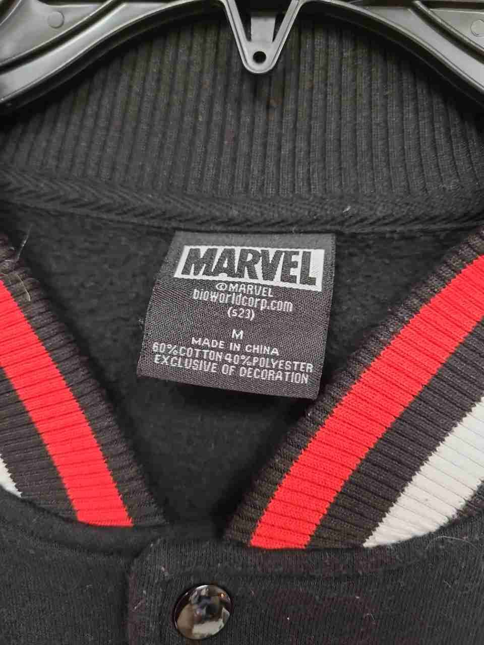 Marvel Men's Miles Morales Spider-Man Brooklyn Varsity Jacket Black Red Sz M