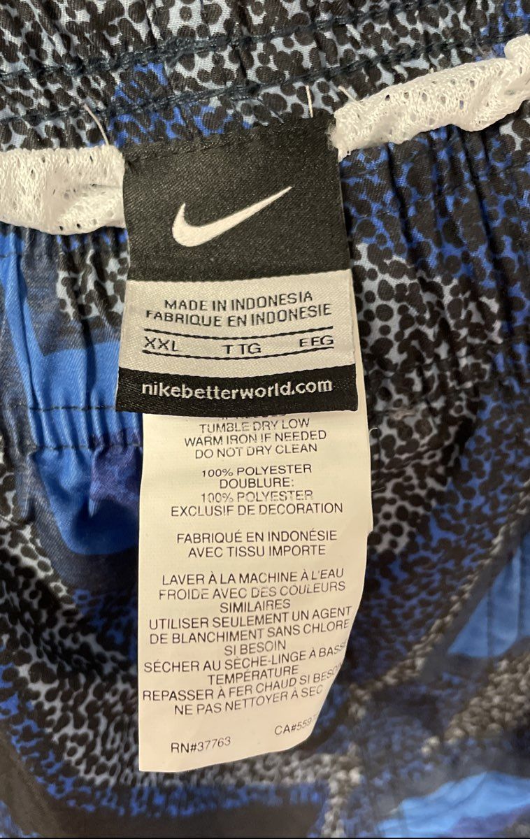 Nike Men's Blue Patterned Geometric Swim Trunks Mesh Lining Sz XXL NWT