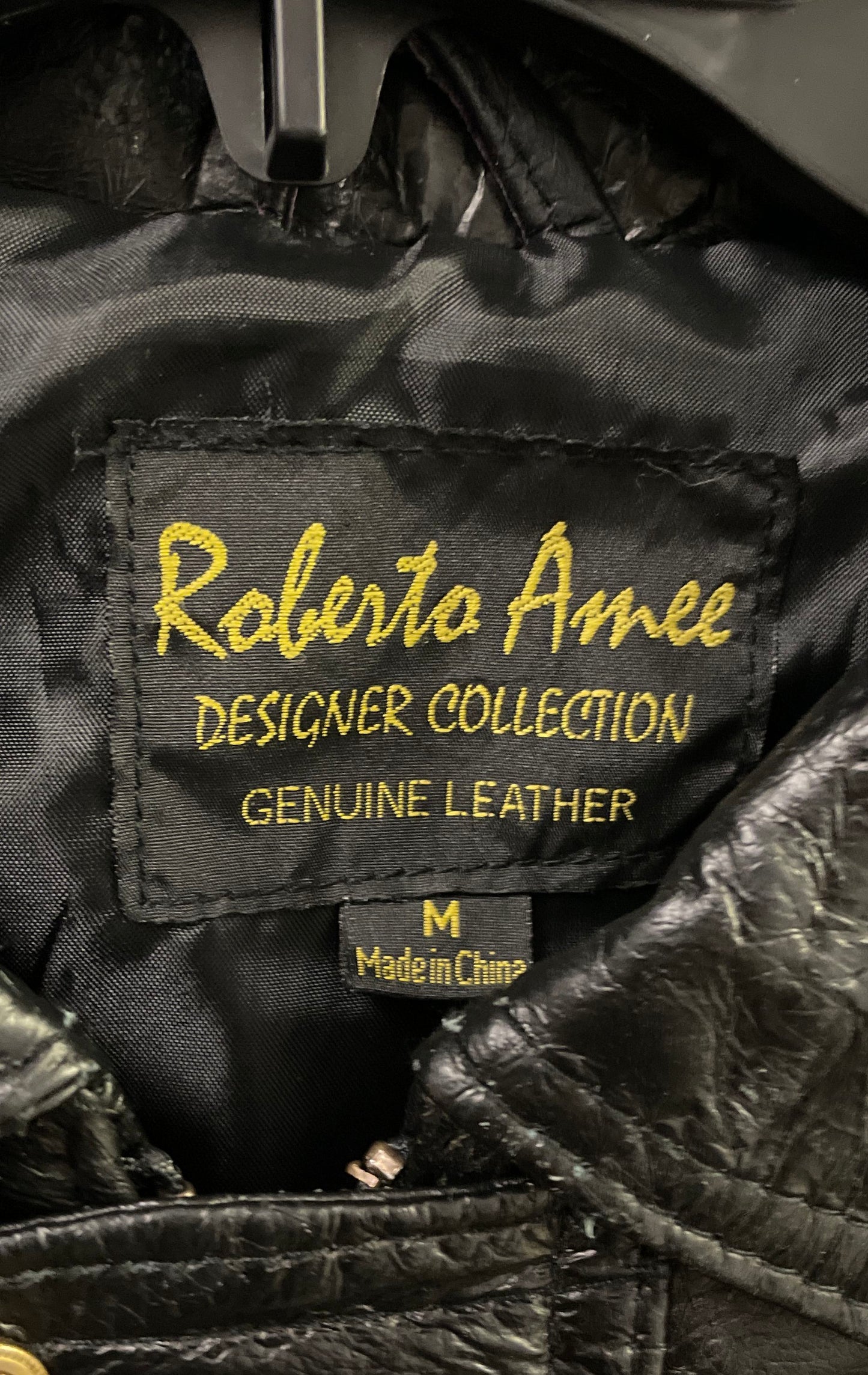 Vintage 90s Roberto Amee Women's Black Patchwork Leather Jacket Elastic Hem Sz M