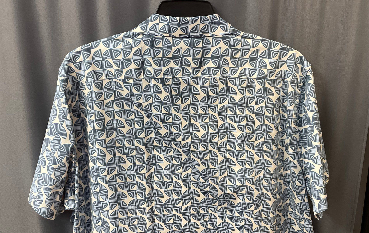 Ben Sherman Men's Blue White Geometric Short Sleeve Camp Collar Shirt Sz XXL
