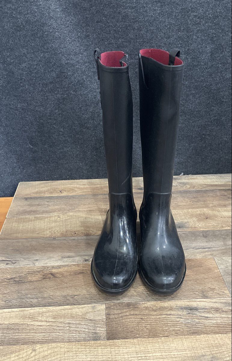 Tommy Hilfiger Black Tall Rubber Rain Boots Women's Size 9M