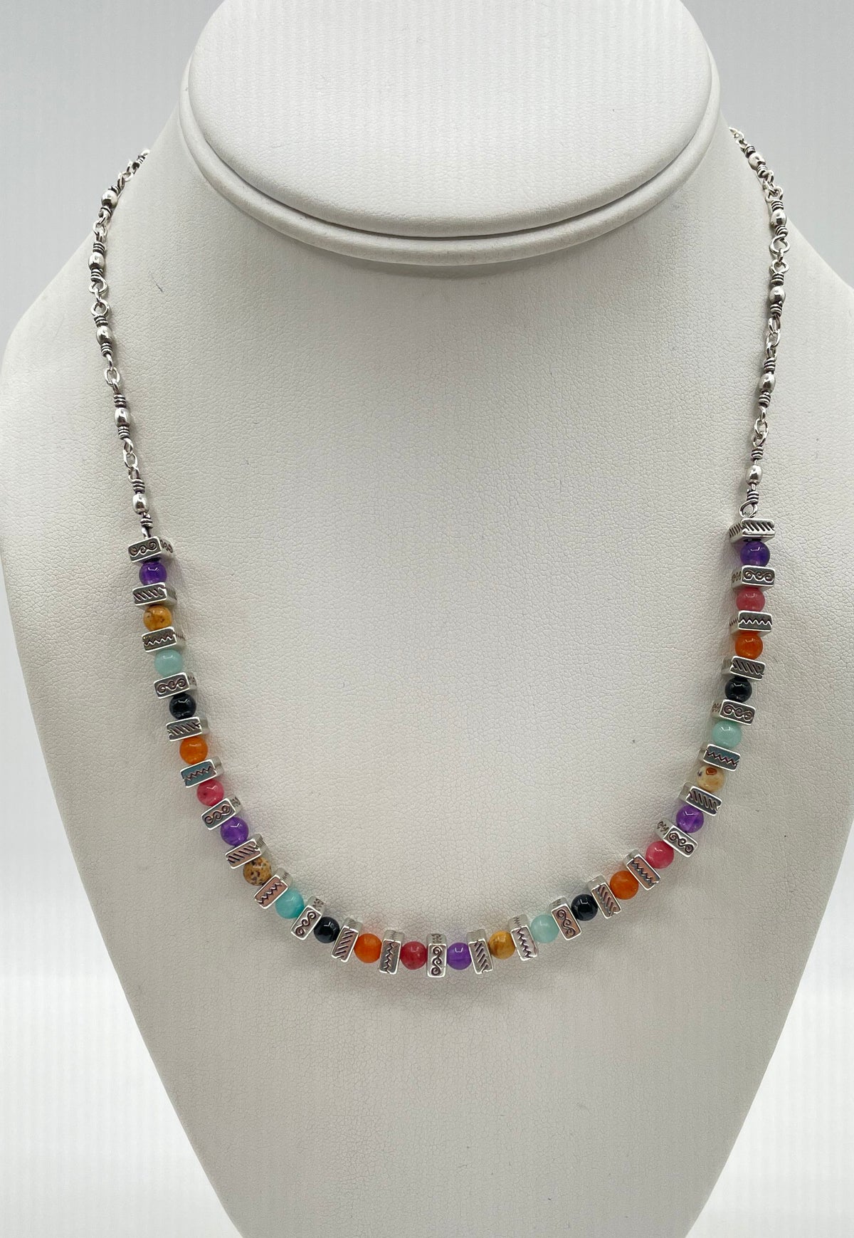 Brighton Silver Tone Multicolor Confetti Bead Necklace 22.9g