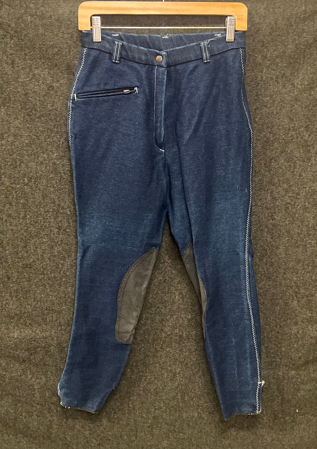 Vintage 90s Devon Aire Women's Zigzag Denim Riding Breeches Equestrian Pants 30L