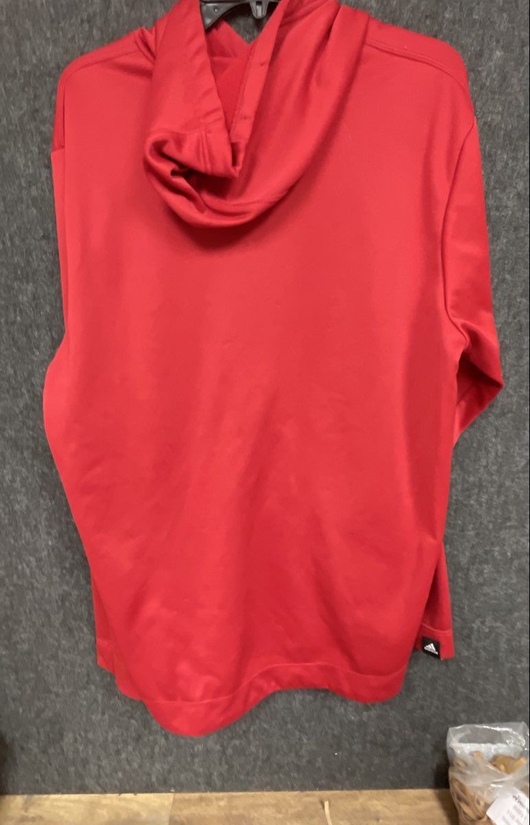 Adidas Men's Red Performance Fleece Graphic Logo Pullover Hoodie Sz XL