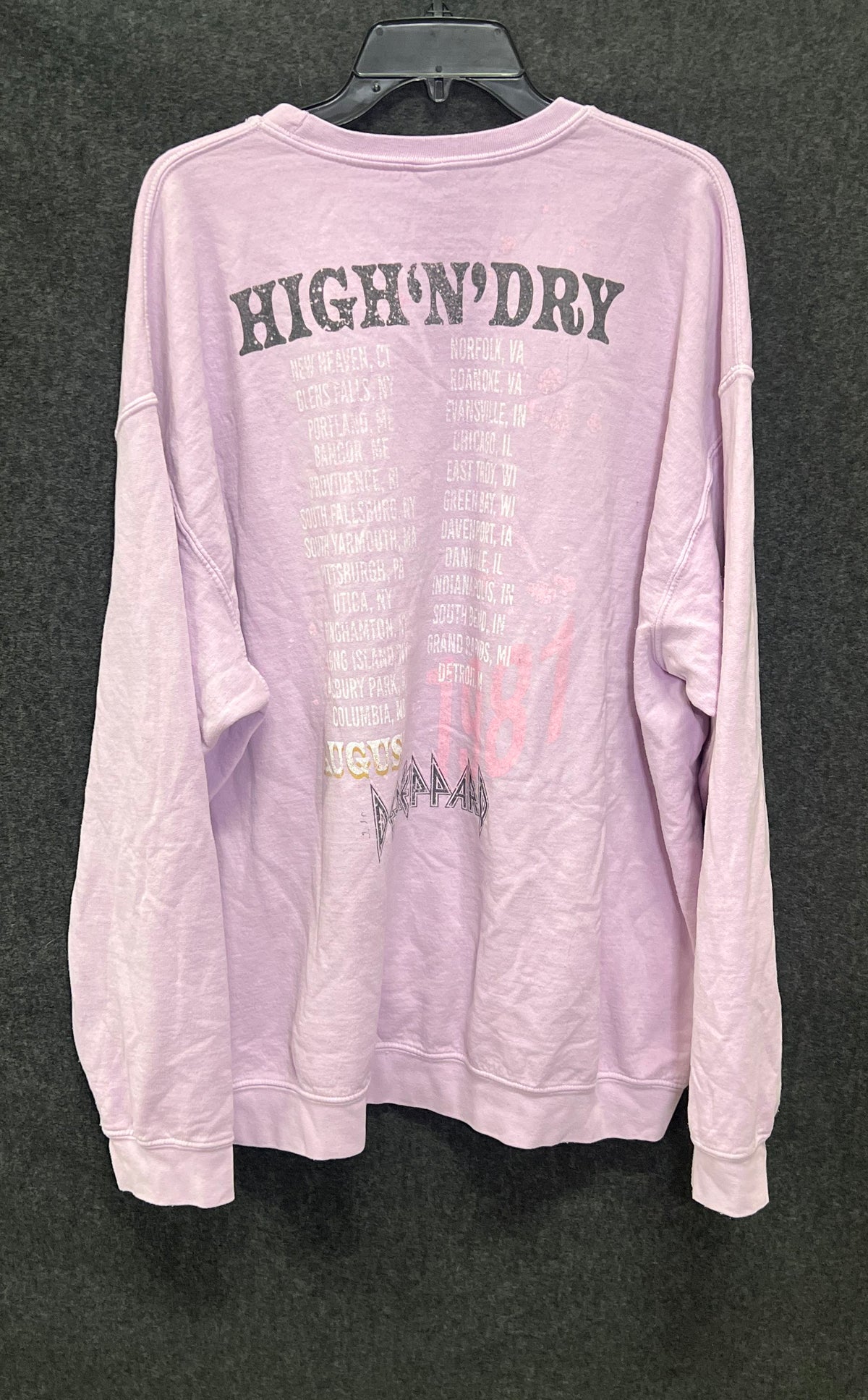Def Leppard Lavender High 'N' Dry 1981 Tour Graphic Crewneck Sweatshirt