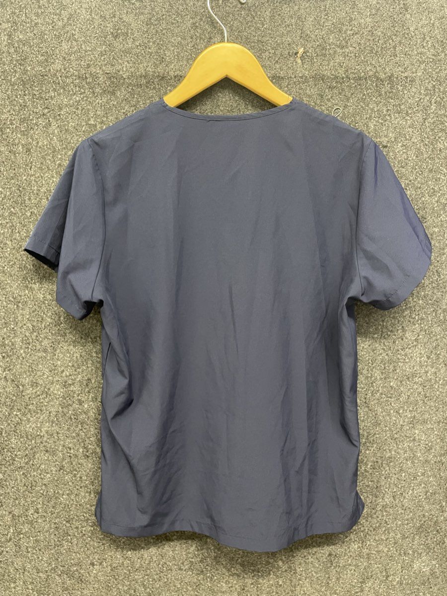 Vialoi Navy Blue V-Neck Short Sleeve 3-Pocket Medical Scrub Top Sz M