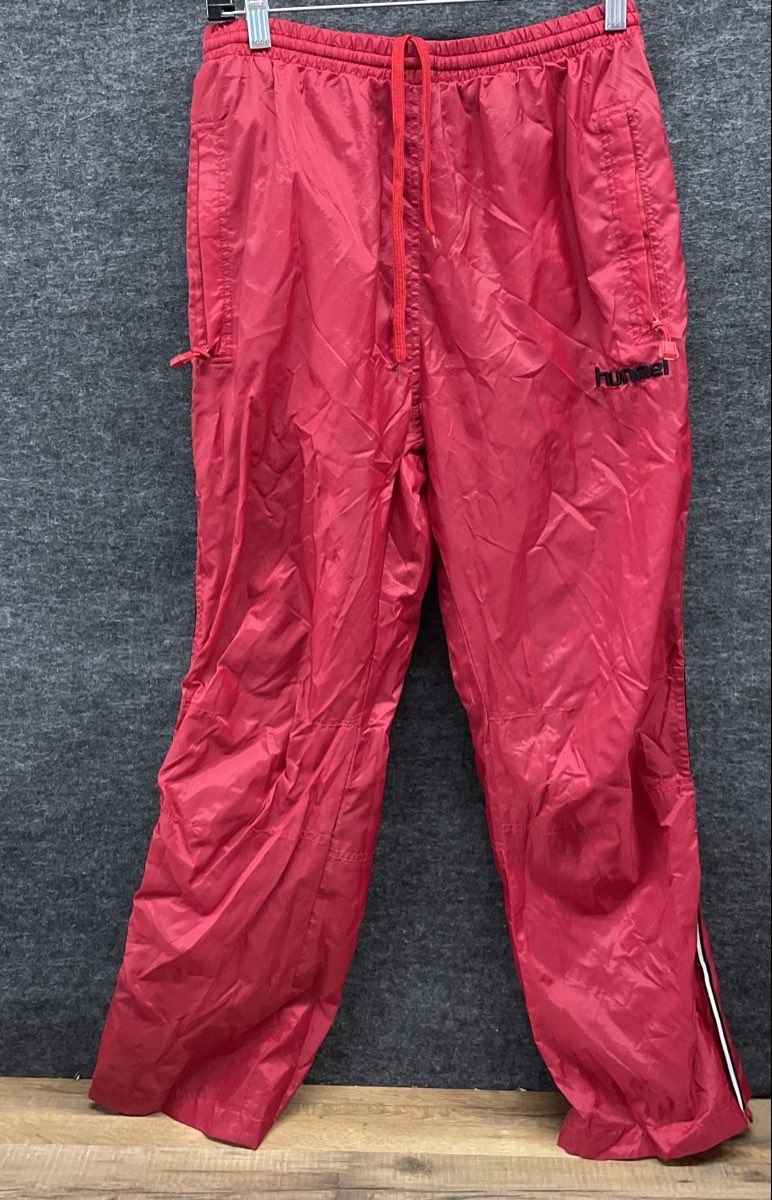 Vintage 90s Hummel Red Track Pants Ripstop Nylon Mesh Lined Unisex Sz S