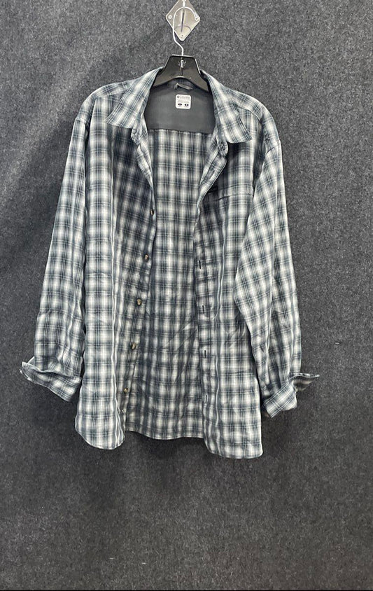 Columbia Men's Grey Plaid Vented Silver Ridge Button-Up Shirt Sz L
