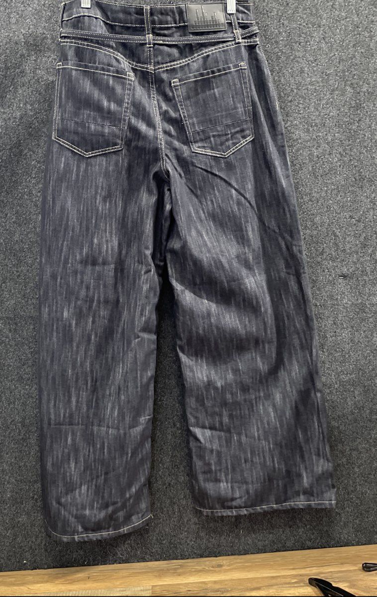 City Blues Women's Wide Leg Black Jeans Tie Waist Contrast Stitch Sz 10