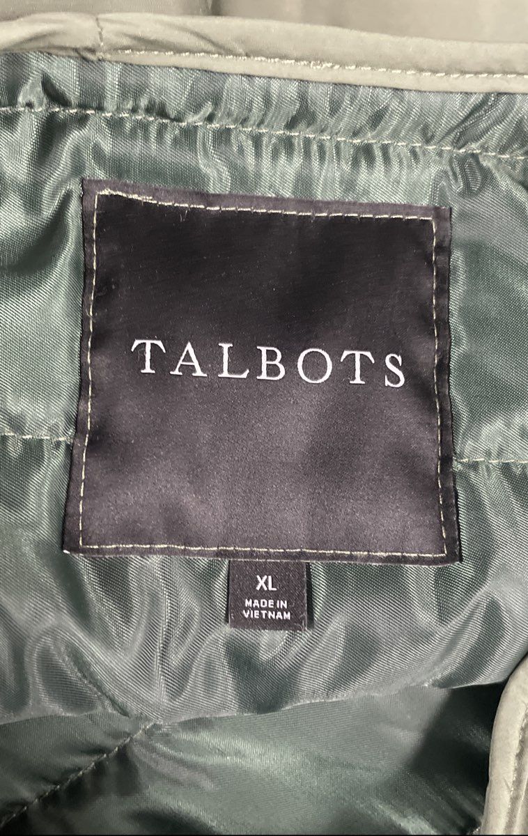 Talbots Women's Sage Green Quilted Lightweight Button Front Puffer Jacket Sz XL
