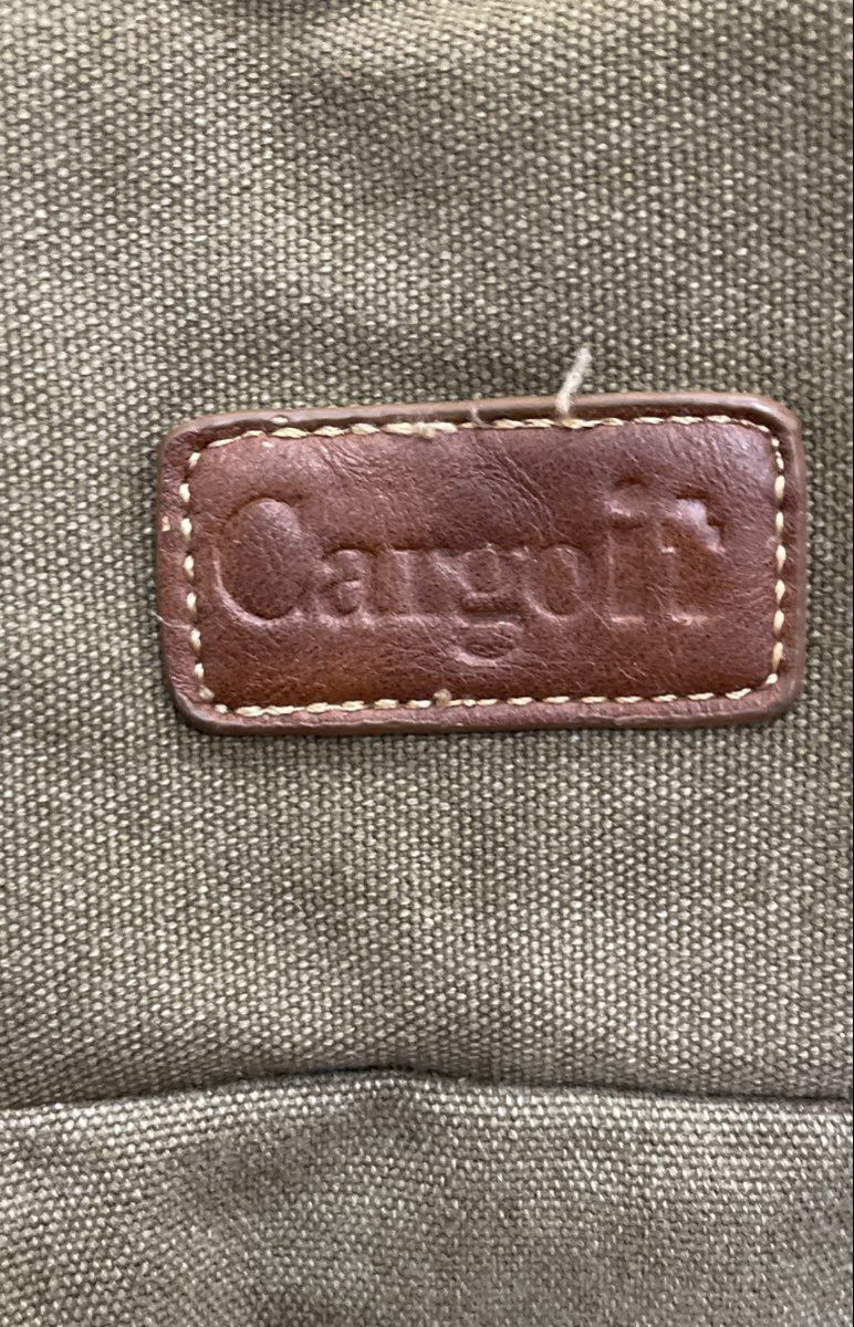 Cargoit Green Canvas Leather Trim Rucksack Backpack Travel Bag Brass Hardware
