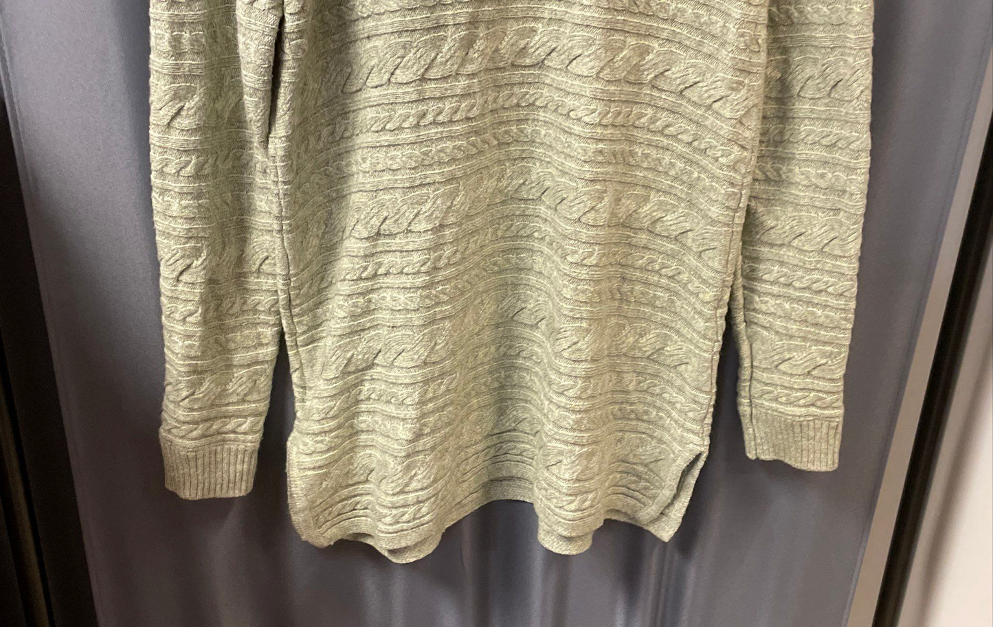 Soft Surroundings Women's Sage Green Cable-Knit Cotton Blend Sweater Sz L