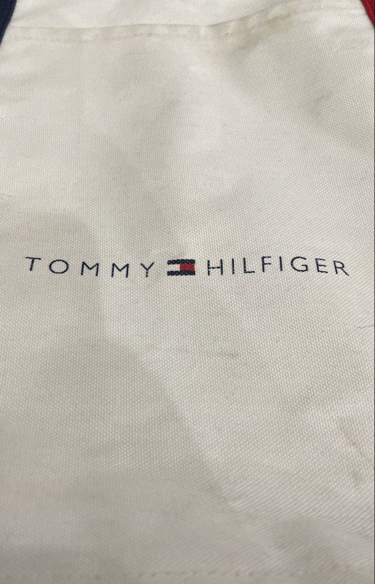 Tommy Hilfiger Red White Blue Tricolor Canvas Logo Tote Bag Handbag