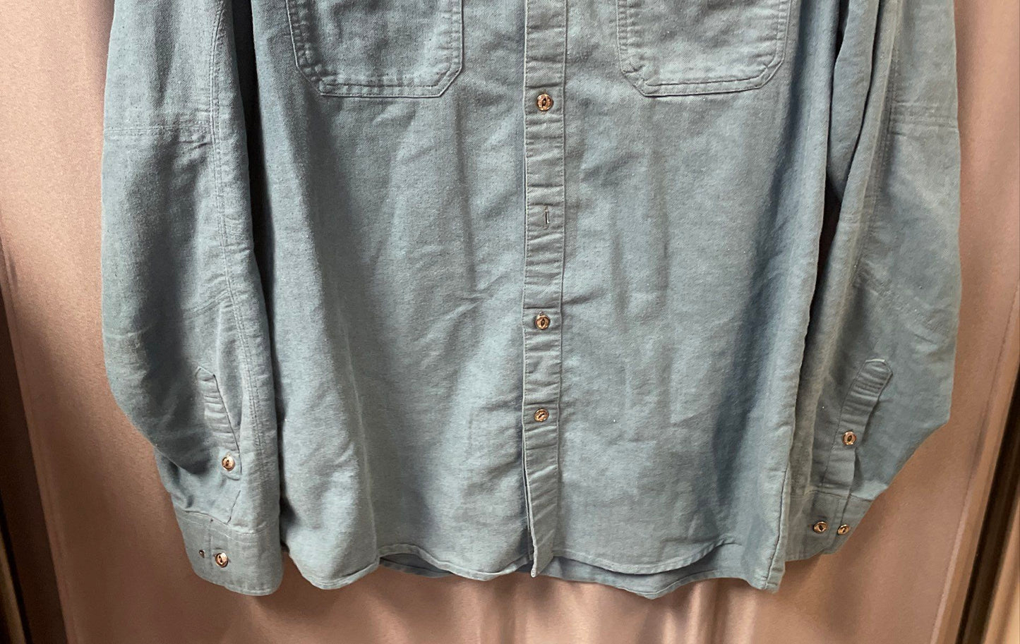 Kuhl Men's Teal Herringbone LS Button Down Cotton Linen Blend Shirt L
