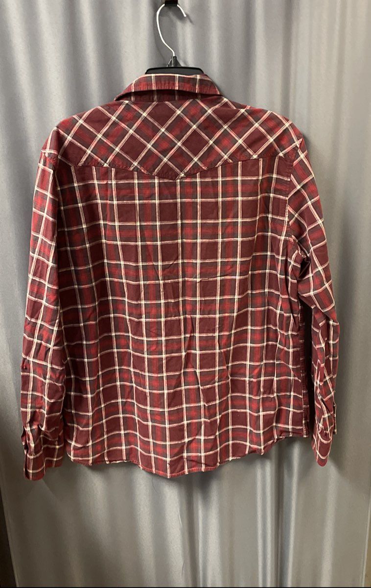 American Rag Men's Red Plaid Long Sleeve Western Snap Front Cotton Shirt Sz XL