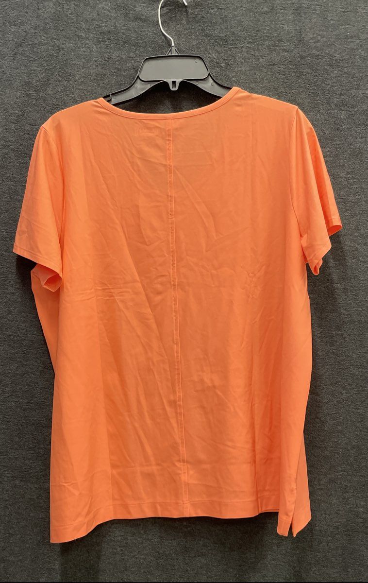Duluth Trading Co Women's Peach V-Neck Stretch T-Shirt Short Sleeve Sz L New