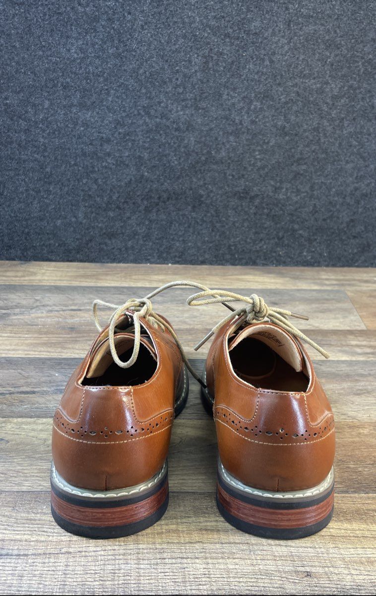 Bruno Marc Prince Brown Leather Oxford Brogue Dress Shoes Size 8