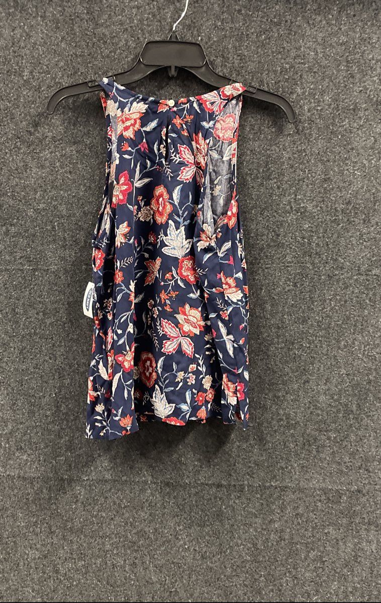 Old Navy Women's Navy Floral Rayon Sleeveless High Neck Blouse Tank NWT Sz S