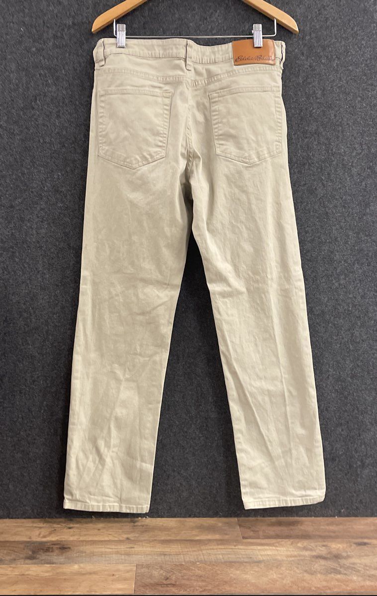 Eddie Bauer Men's Khaki 5-Pocket Cotton Blend Stretch Pants Sz 34x32