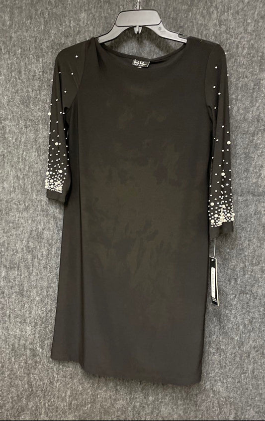 Nicole Miller Women's Black Pearl Rhinestone Knit Sheath Dress NWT Sz S
