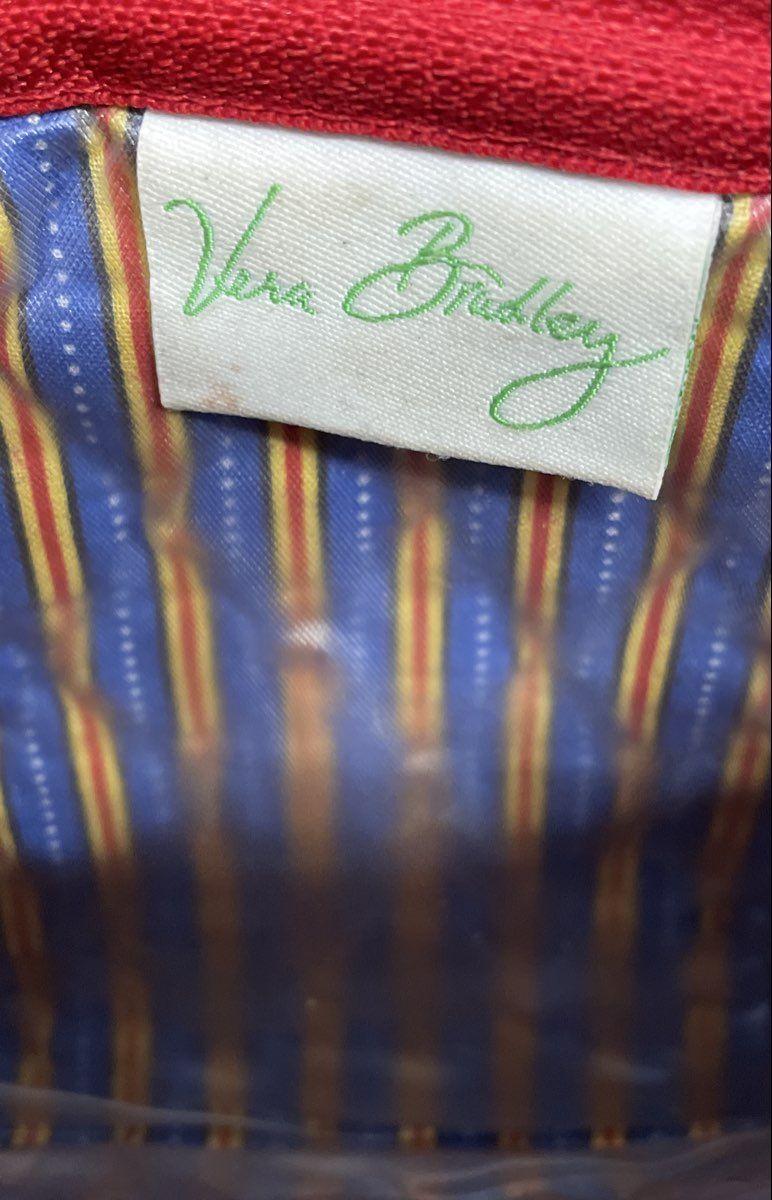 Vera Bradley Red Quilted Tote Bag & Cosmetic Pouch Vintage Lot of 2