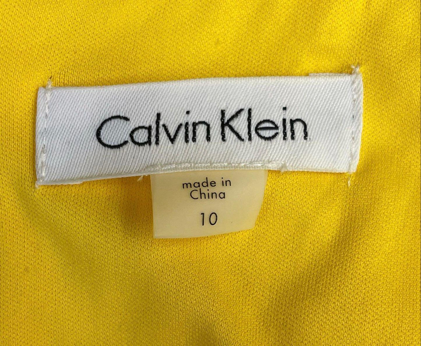 Calvin Klein Women's Textured Yellow Sleeveless Sheath Dress Sz 10