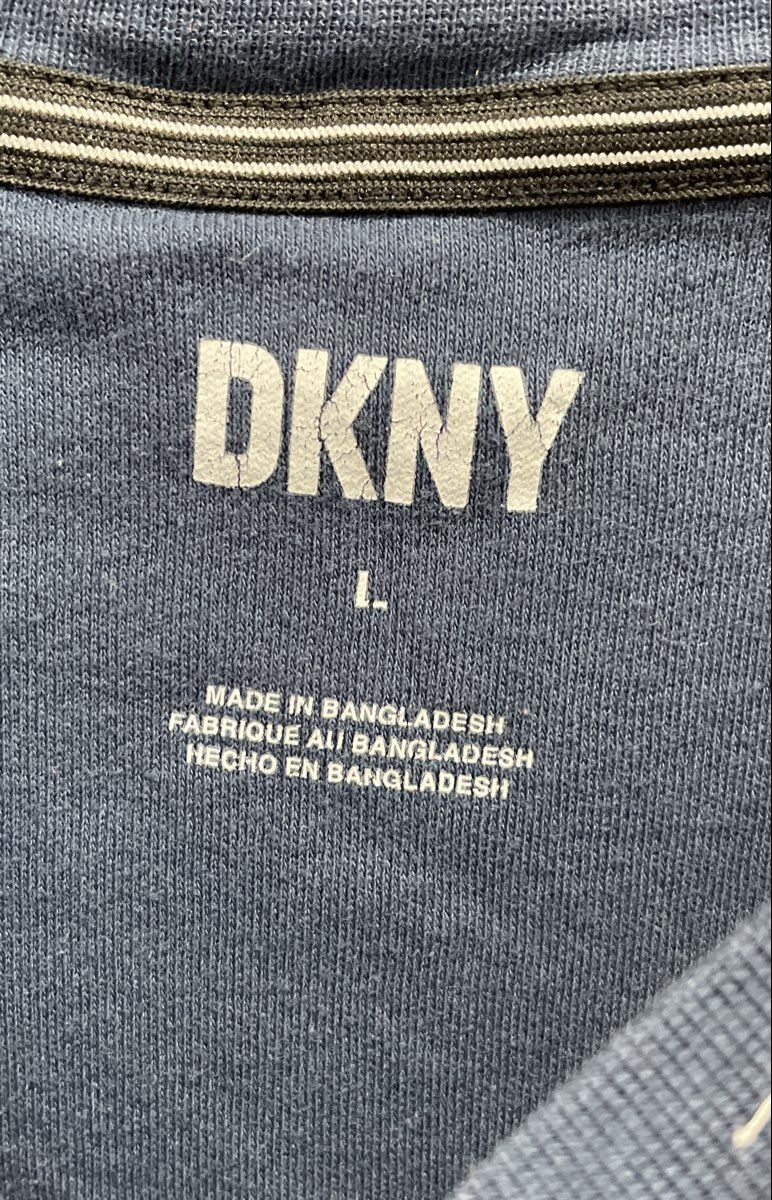 DKNY Men's Blue Embroidered Logo Crew Neck Short Sleeve T-Shirt Sz L