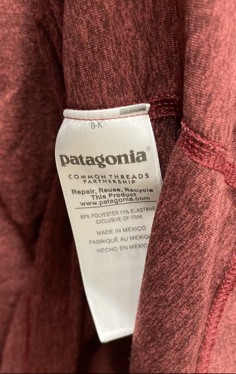 Patagonia Women's Kamala Dress Heathered Red Criss Cross Back 3/4 Sleeve Sz S