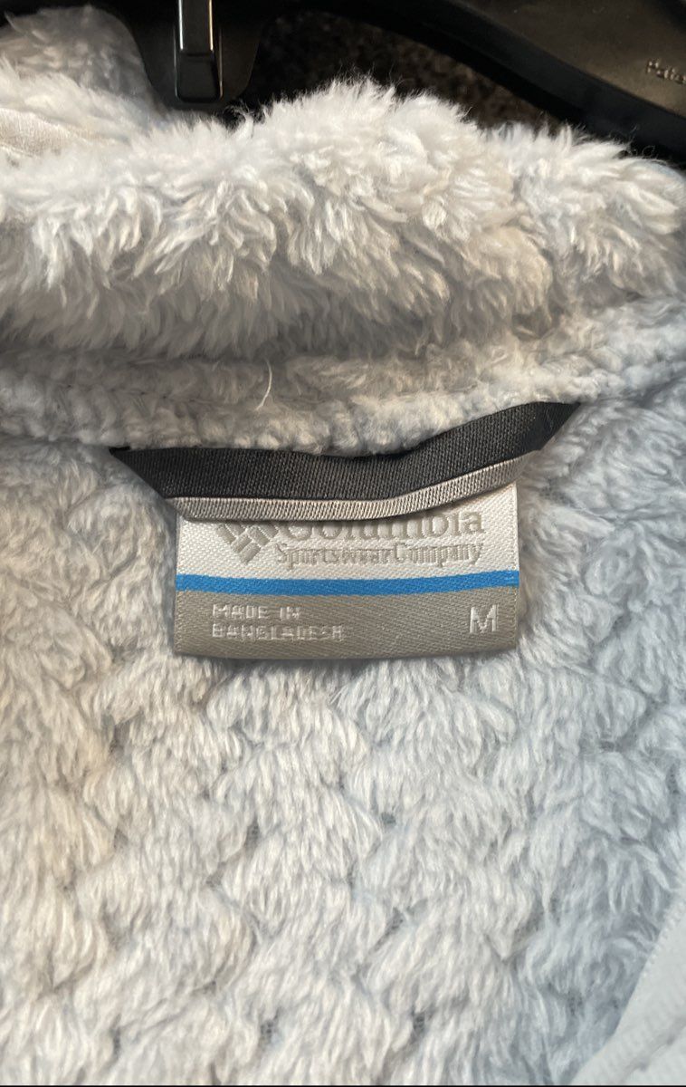 Columbia Women's Fire Side II Sherpa Hoodie Light Blue Textured Pullover Sz M