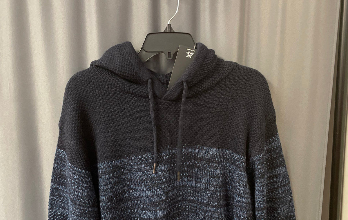 XRAY Men's Blue Pullover Hoodie Sweater Textured Knit Marl Sz 2XL NWT