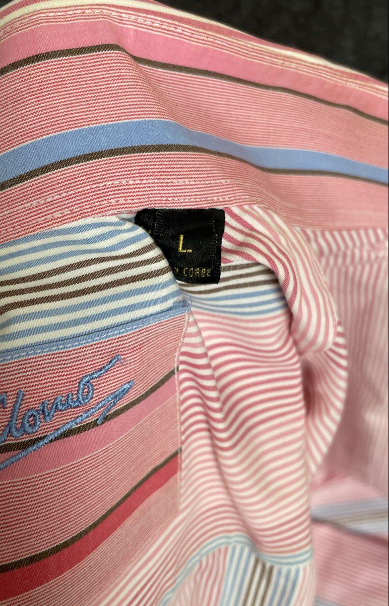 Bugatchi Uomo Men's Pink Striped Long Sleeve Button Down Shirt Multi-color