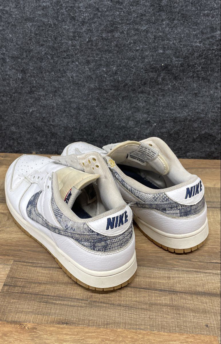 Nike Dunk Low White Denim Midnight Navy Sneakers Size 11.5