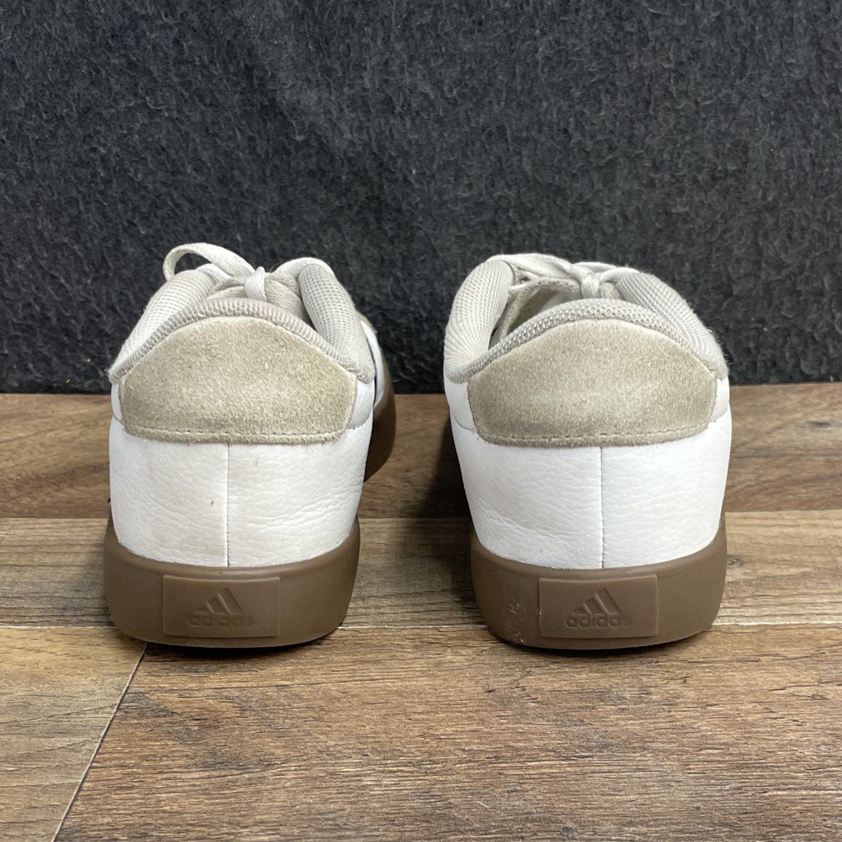 Adidas VL Court 3.0 White Black Gum Lifestyle Sneakers Youth Size 2