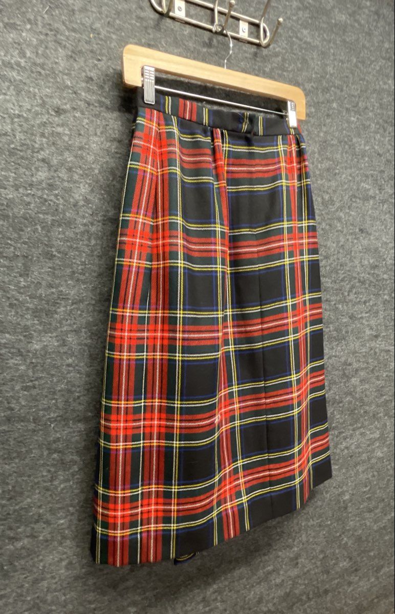 Vintage 90s Lands' End Women's Red Plaid Wool Pleated A-Line Skirt Sz 6P