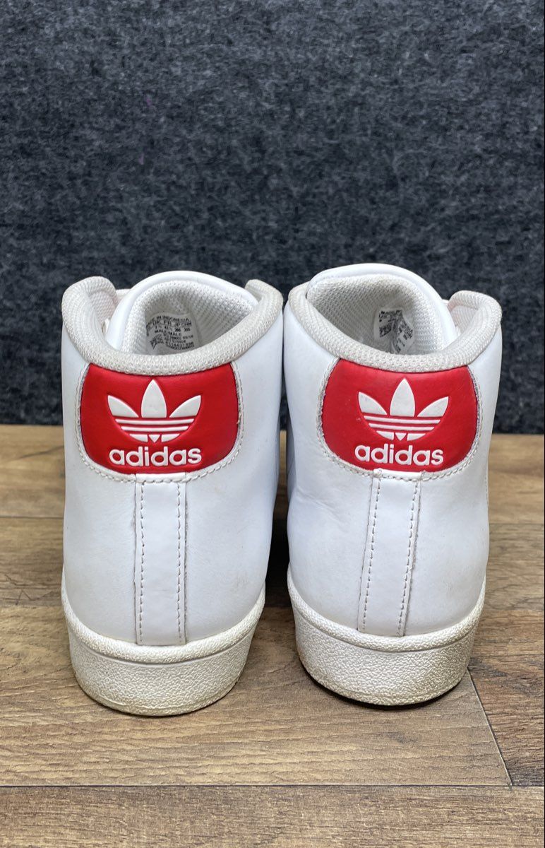 Adidas Pro Model White Red Leather Shell Toe Mid Top Sneakers Size 8