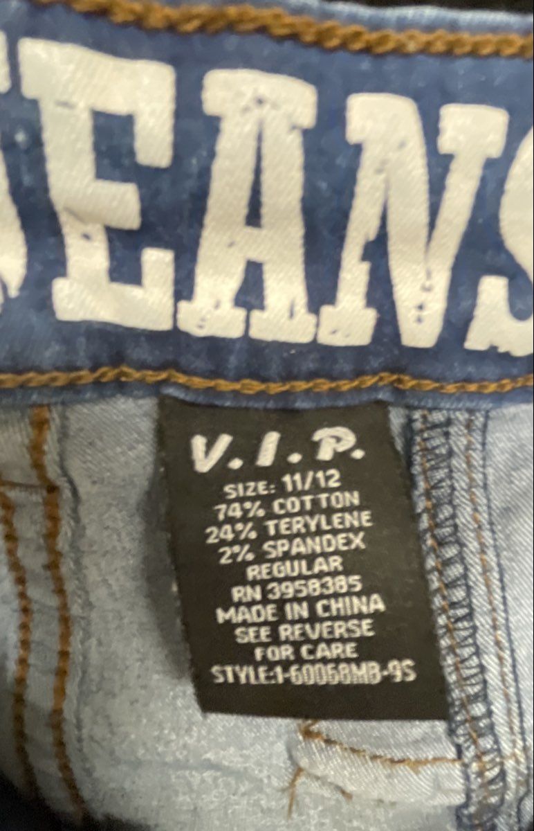 VIP Jeans Women's Blue Cargo Jeans Raw Hem Faded Utility Straps Seam Front 11/12