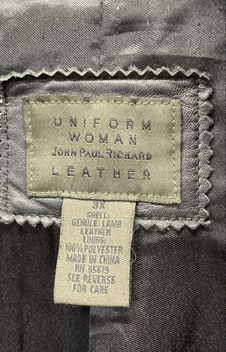 Uniform Woman John Paul Richard Women's Black Lamb Leather Jacket Blazer Sz 3X