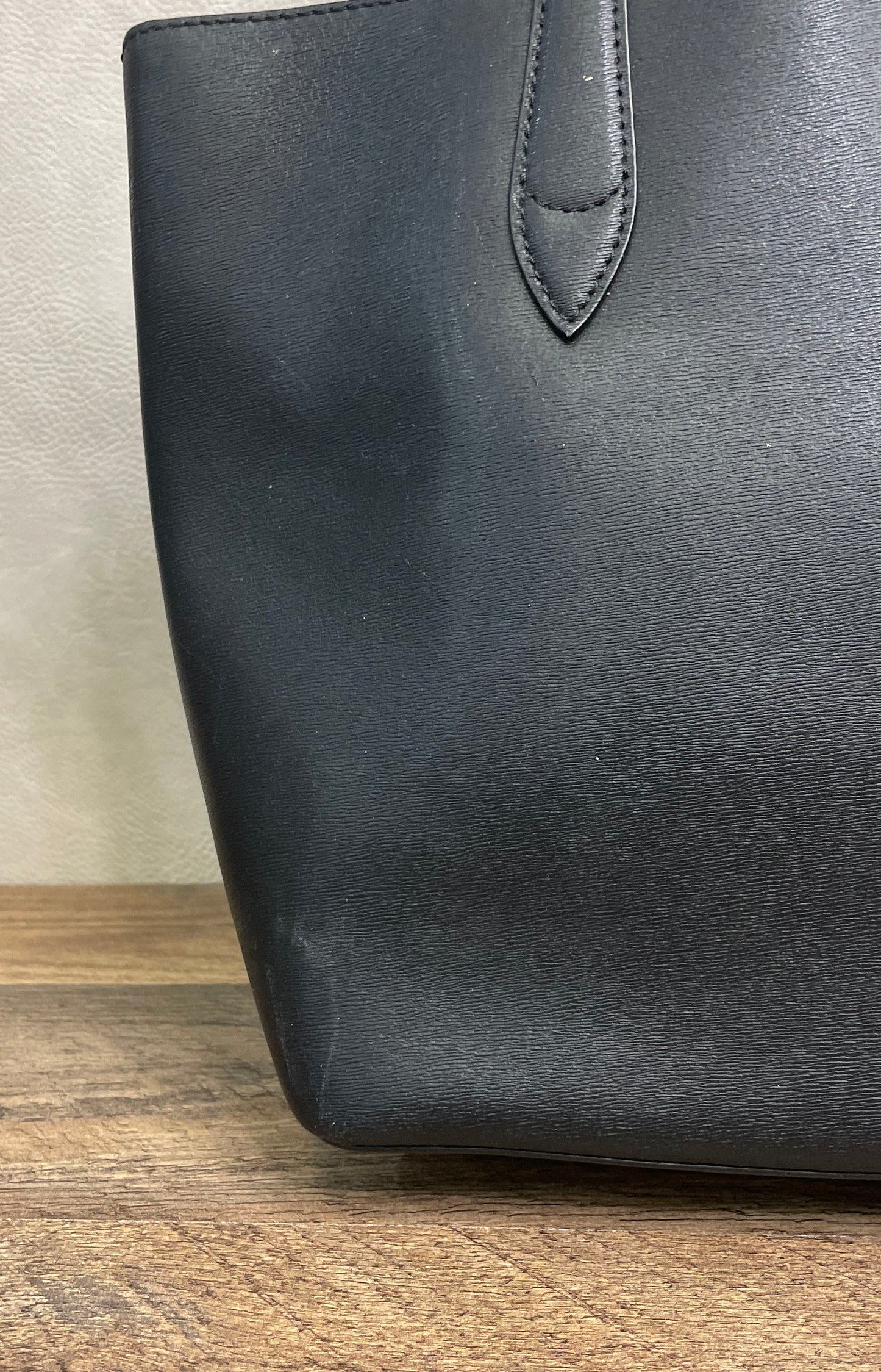 Kate Spade Black Leather Flower Twist Lock Tote Bag Pink Lining Medium