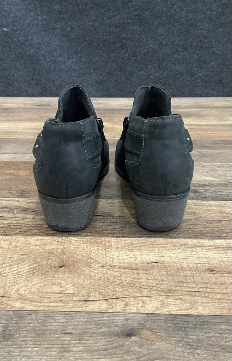 Clarks Collection Cologne Zip Black Nubuck Leather Ankle Boots Women's Size 8