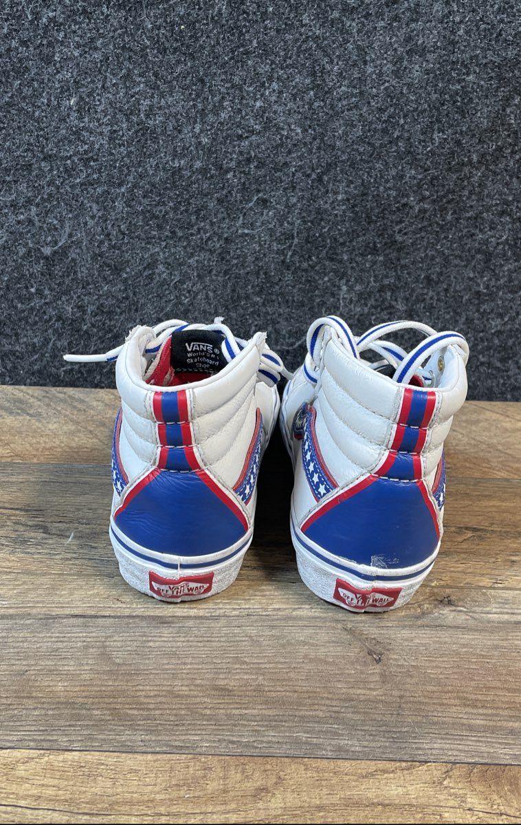 Vans Sk8-Hi White Patriotic Stars Stripes High Top Sneakers Kids Size 3