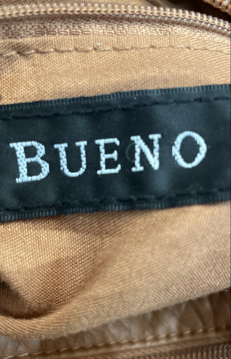 Bueno Brown Leather Multi-Pocket Crossbody Shoulder Bag Bronze Hardware