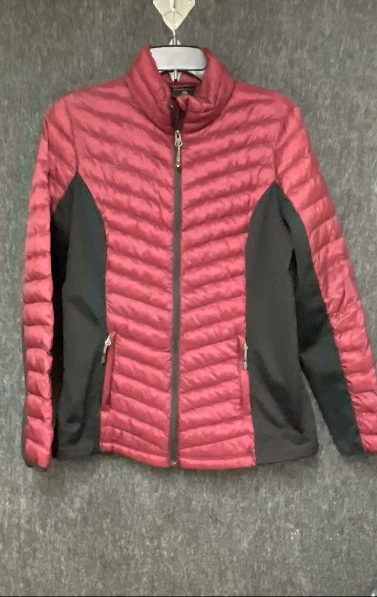 32 Degrees Heat Women's Burgundy Mixed Media Puffer Zip Jacket Sz M