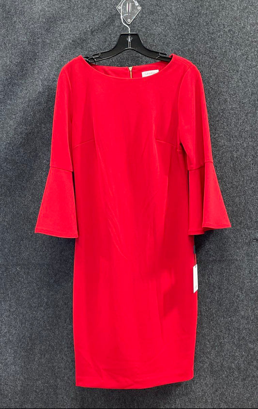 Calvin Klein Women's Red Flared Bell Sleeve Sheath Dress Back Zip NWT Sz 6