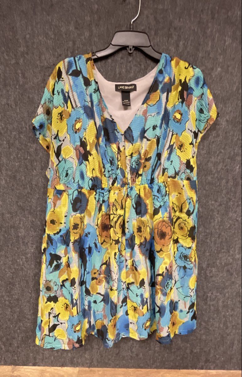 Lane Bryant Women's Floral V-Neck Short Sleeve Empire Waist Tunic Sz 18/20
