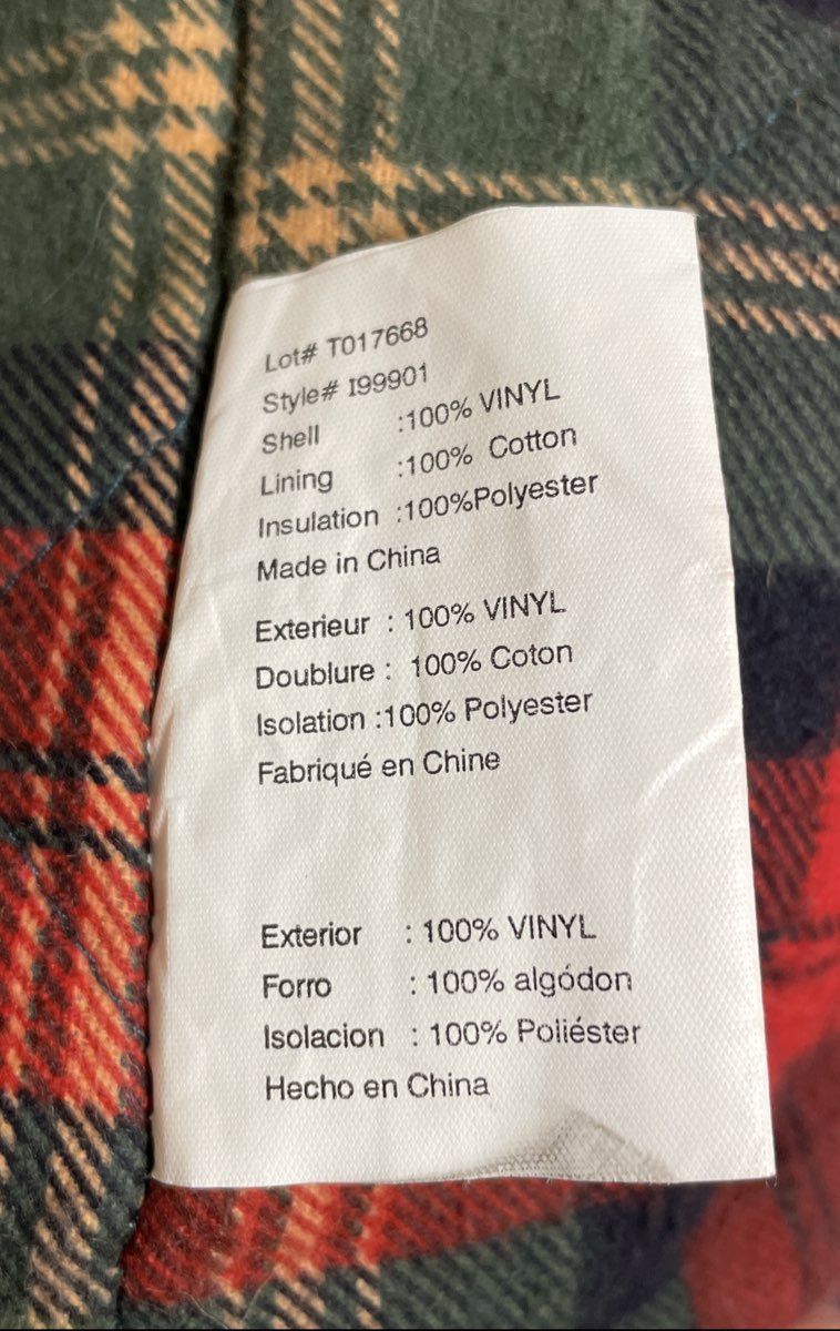 Vintage 90s Totes Tan Vinyl Rain Coat Jacket Plaid Lined Hooded Size L