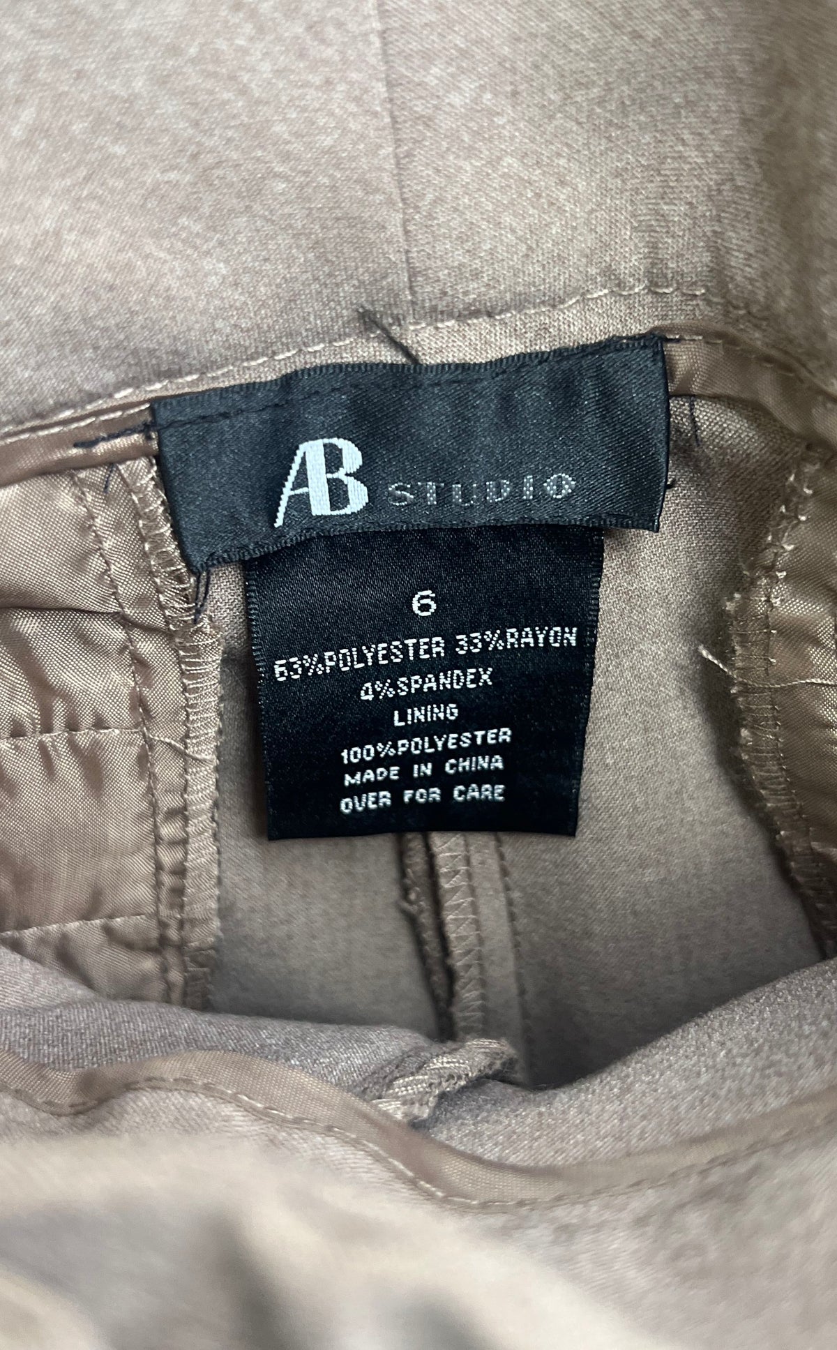 AB Studio Women's Tan Straight Leg Dress Pants Slacks NWT Sz 6
