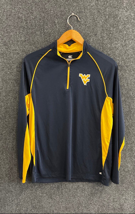 Colosseum West Virginia Mountaineers Men's Quarter Zip Pullover Blue Gold Sz L